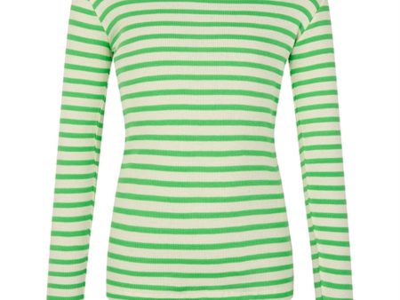 Mads Nørgaard 2x2 Cotton Stripe Talino Tröja Stripe Poison Green Supply